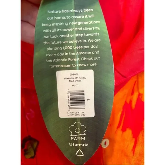 NWT farm rio mixed fruits ocean tiered sleeveless ruffle maxi dress large - Picture 4 of 10